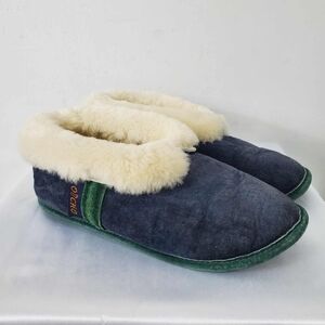 Ocho Wool Women's Slippers Leather Suede Blue Green Beige Sheepskin